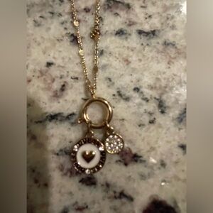 GUESS Gold-Tone White Heart Charm Pendant Necklace